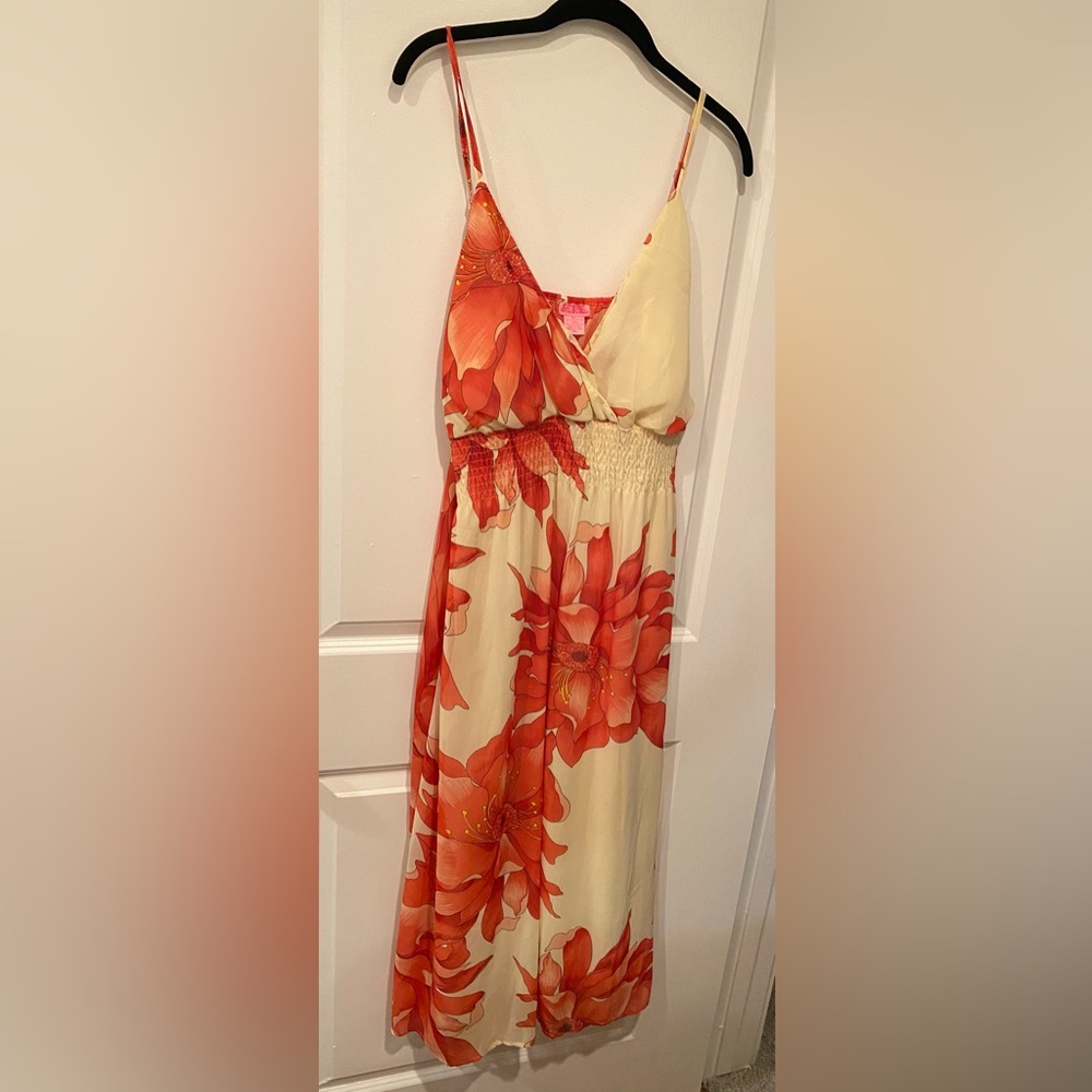 Floral Women’s Maxi Dress in Cream and Orange